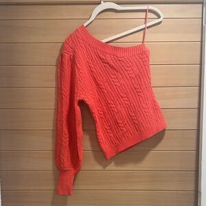 Willow One Shoulder Sweater - Vibrant Coral